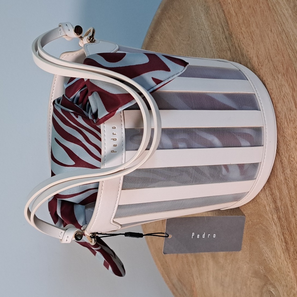 Pedro Vegan-Leather Basket Bag mesh sided and removeable satin fitted liner